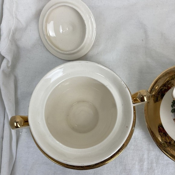 6 PCs Vintage King Quality Fine Colonial Couple Gold 22k US 1960 Sugar & Creamer - Picture 5 of 16
